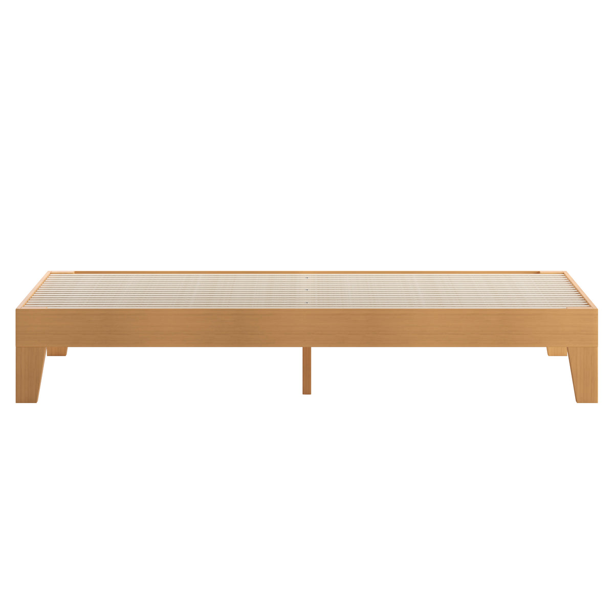 Natural,King |#| Wood Platform Bed with 14 Wooden Support Slats in Natural Pine - King