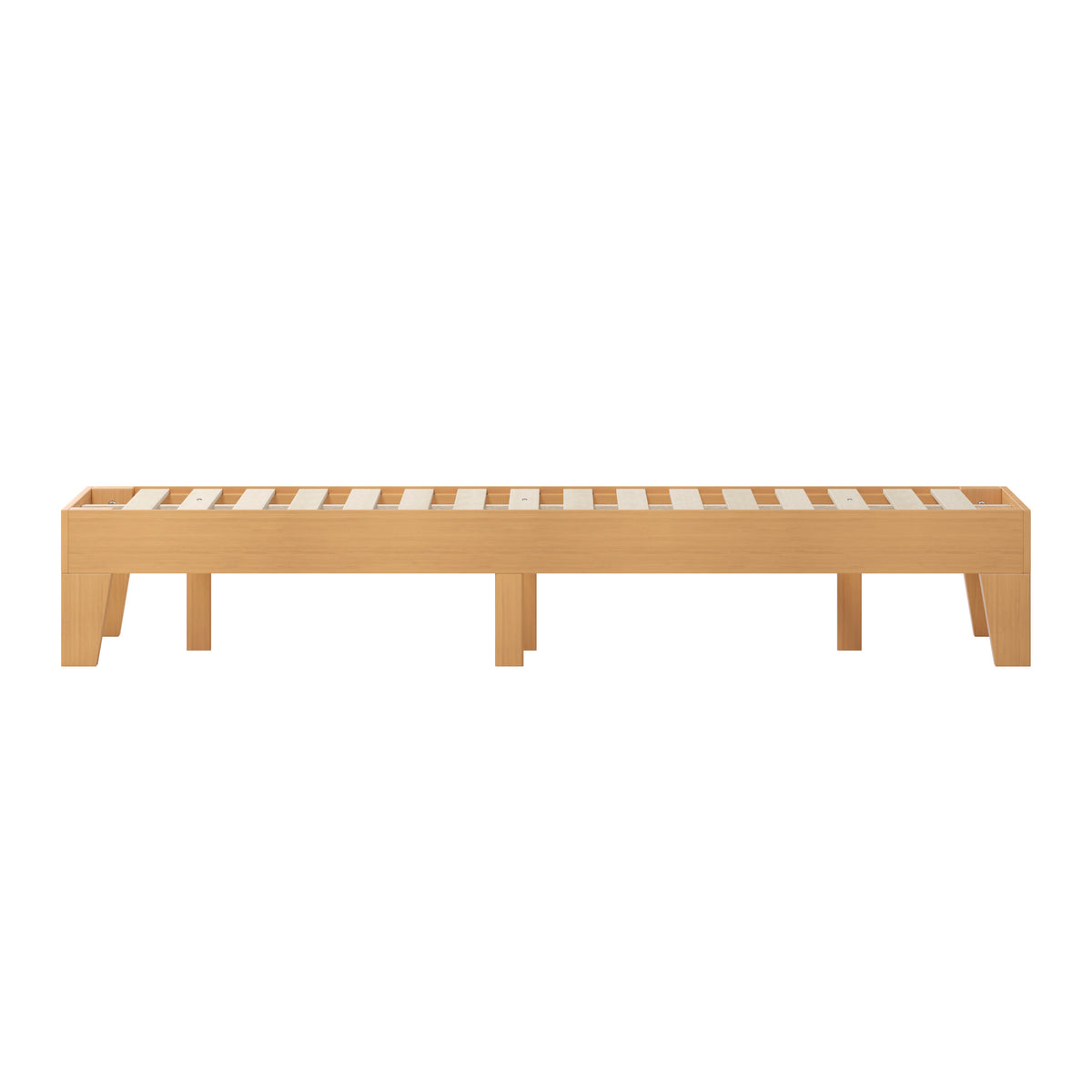 Natural,Twin |#| Wood Platform Bed with 14 Wooden Support Slats in Natural Pine - Twin