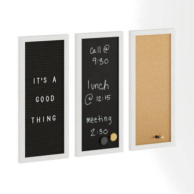 Everette Cork Board, Chalk Board, Letter Board Set with Included Push Pins, Magnets, Liquid Chalk, Letters, Woodgrain Frame - View 1