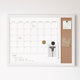 White Woodgrain |#| Dry Erase Magnetic Monthly Calendar/Cork Board - White Woodgrain Frame - 24x18