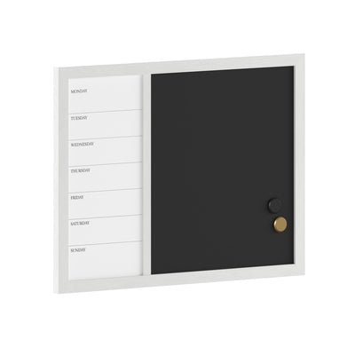 Everette Magnetic Weekly Calendar Dry Erase Board and Chalk Board with Liquid Chalk Marker and Magnets, Woodgrain Frame - View 1