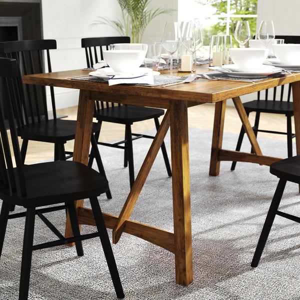 Light Cappuccino |#| Solid Wood 60" Commercial Grade Trestle Base Dining Table in Antique Gray