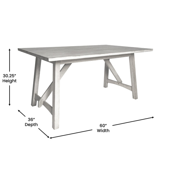 Antique White |#| Solid Wood 60" Commercial Grade Trestle Base Dining Table-Light Cappuccino