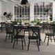 Black Matte |#| Solid Wood 60" Commercial Grade Trestle Base Dining Table in Antique Gray