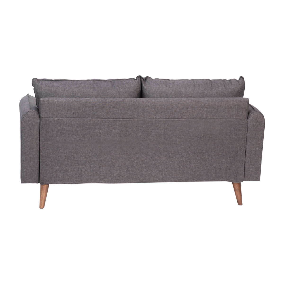 Stone Gray |#| Compact Stone Gray Faux Linen Upholstered Loveseat with Wooden Legs