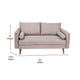 Taupe |#| Compact Taupe Faux Linen Upholstered Loveseat with Wooden Legs