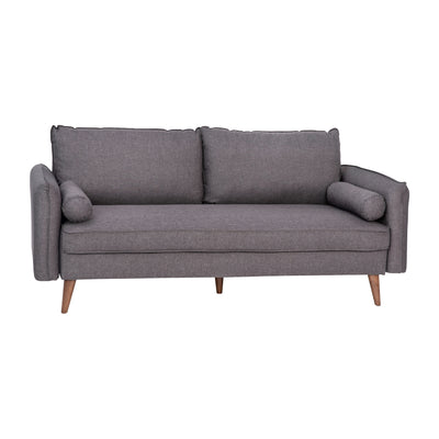 Evie Mid-Century Modern Sofa with Fabric Upholstery & Solid Wood Legs - View 1
