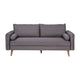 Stone Gray |#| Compact Stone Gray Faux Linen Upholstered Sofa with Wooden Legs