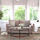 Taupe |#| Compact Taupe Faux Linen Upholstered Sofa with Wooden Legs