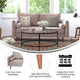 Taupe |#| Compact Taupe Faux Linen Upholstered Sofa with Wooden Legs