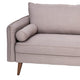 Taupe |#| Compact Taupe Faux Linen Upholstered Sofa with Wooden Legs