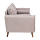 Taupe |#| Compact Taupe Faux Linen Upholstered Sofa with Wooden Legs