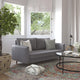 Stone Gray |#| Compact Stone Gray Faux Linen Upholstered Sofa with Wooden Legs