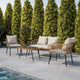 Gray Cushions/Natural Frame |#| All-Weather 4 Piece Rope Rattan Patio Seating Set with Cushions - Natural/Gray