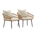 Evin Set of 2 Boho Indoor/Outdoor Rope Rattan Wicker Patio Chairs with All-Weather Cushions