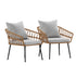 Evin Set of 2 Boho Indoor/Outdoor Rope Rattan Wicker Patio Chairs with All-Weather Cushions