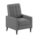 Light Gray |#| Pushback Recliner with Button Tufted Back in Light Gray LeatherSoft Upholstery