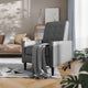 Light Gray |#| Pushback Recliner with Button Tufted Back in Light Gray LeatherSoft Upholstery