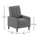 Light Gray |#| Pushback Recliner with Button Tufted Back in Light Gray LeatherSoft Upholstery