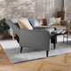 Light Gray |#| Pushback Recliner with Button Tufted Back in Light Gray LeatherSoft Upholstery