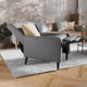 Light Gray |#| Pushback Recliner with Button Tufted Back in Light Gray LeatherSoft Upholstery