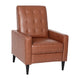 Cognac Brown |#| Pushback Recliner with Button Tufted Back in Cognac Brown LeatherSoft Upholstery