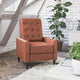 Cognac Brown |#| Pushback Recliner with Button Tufted Back in Cognac Brown LeatherSoft Upholstery