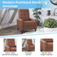 Cognac Brown |#| Pushback Recliner with Button Tufted Back in Cognac Brown LeatherSoft Upholstery