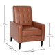 Cognac Brown |#| Pushback Recliner with Button Tufted Back in Cognac Brown LeatherSoft Upholstery
