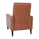 Cognac Brown |#| Pushback Recliner with Button Tufted Back in Cognac Brown LeatherSoft Upholstery
