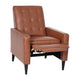 Cognac Brown |#| Pushback Recliner with Button Tufted Back in Cognac Brown LeatherSoft Upholstery