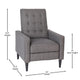 Gray |#| Pushback Recliner with Button Tufted Back in Gray Fabric Upholstery