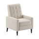 Cream |#| Pushback Recliner with Button Tufted Back in Cream LeatherSoft Upholstery