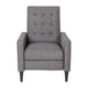Gray |#| Pushback Recliner with Button Tufted Back in Gray Fabric Upholstery