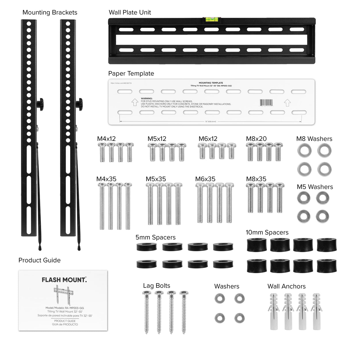 32"-55" TV |#| 32"-55" Tilting TV Wall Mount-Built-In Level-Weight Capacity Up to 120 lbs.