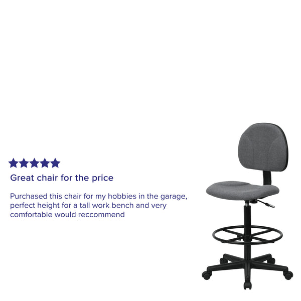 Gray |#| Gray Fabric Swivel Adjustable Drafting Chair - Home Office - Task Chair