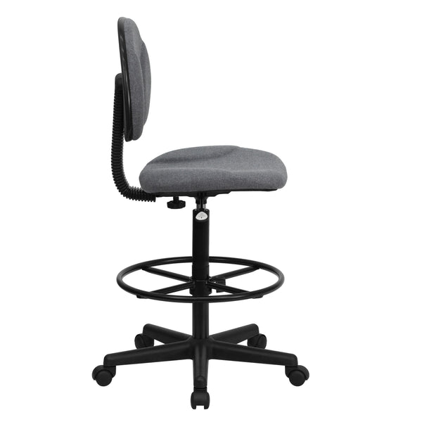 Gray |#| Gray Fabric Swivel Adjustable Drafting Chair - Home Office - Task Chair