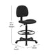 Black Patterned |#| Black Patterned Fabric Drafting Chair with Adjustable Height and Foot Ring