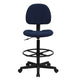 Navy Blue Patterned |#| Navy Blue Patterned Fabric Drafting Chair with Adjustable Height and Foot Ring