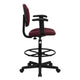 Burgundy |#| Burgundy Fabric Swivel Drafting Chair with Adjustable Height and Arms