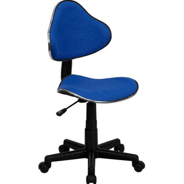 Blue |#| Blue Fabric Low Back Swivel Ergonomic Task Office Chair with Adjustable Height