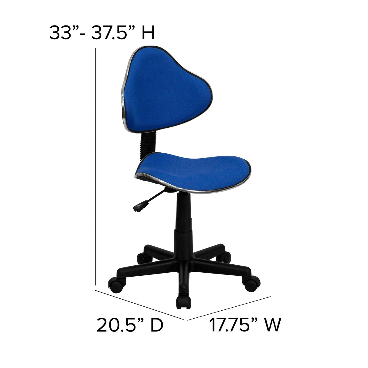 Blue |#| Blue Fabric Low Back Swivel Ergonomic Task Office Chair with Adjustable Height