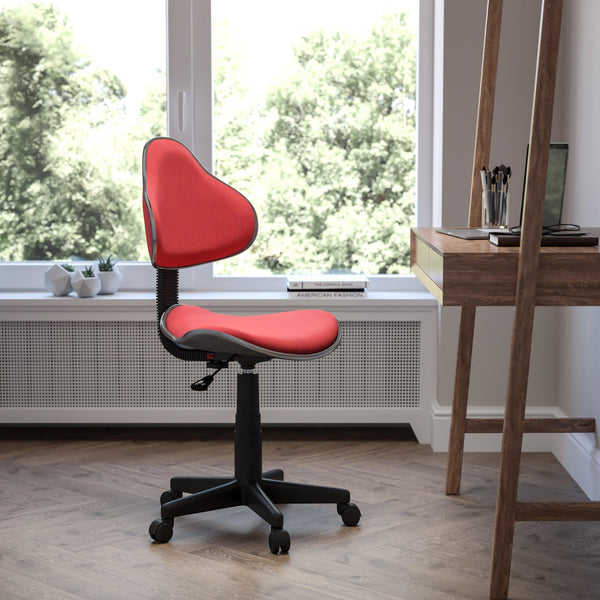 Red |#| Red Fabric Low Back Swivel Ergonomic Task Office Chair with Adjustable Height