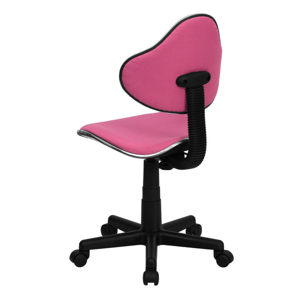 Pink |#| Pink Fabric Low Back Swivel Ergonomic Task Office Chair with Adjustable Height