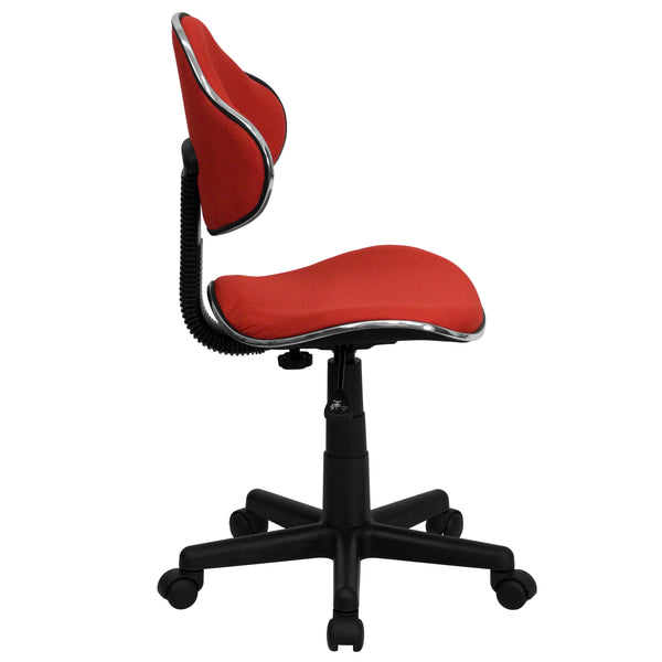 Red |#| Red Fabric Low Back Swivel Ergonomic Task Office Chair with Adjustable Height