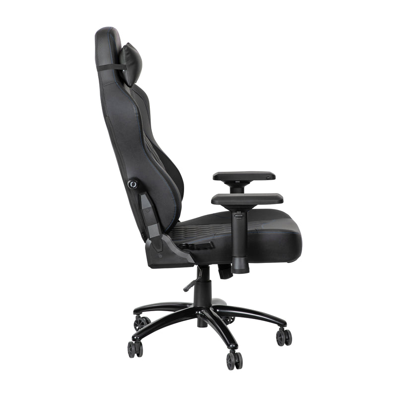 Black with Blue Trim |#| Ergonomic Gaming Chair with 4D Armrests, Headrest, & Lumbar Support-Black/Blue