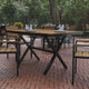 Natural |#| Commercial 59 x 35.5 Cross Frame Faux Teak Outdoor Patio Table - Natural/Gray