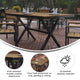 Natural |#| Commercial 59 x 35.5 Cross Frame Faux Teak Outdoor Patio Table - Natural/Gray