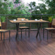 Natural |#| Commercial 59 x 35.5 Cross Frame Faux Teak Outdoor Patio Table - Natural/Gray