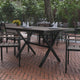 Gray |#| Commercial 59 x 35.5 Cross Frame Faux Teak Outdoor Patio Table - Gray/Gray